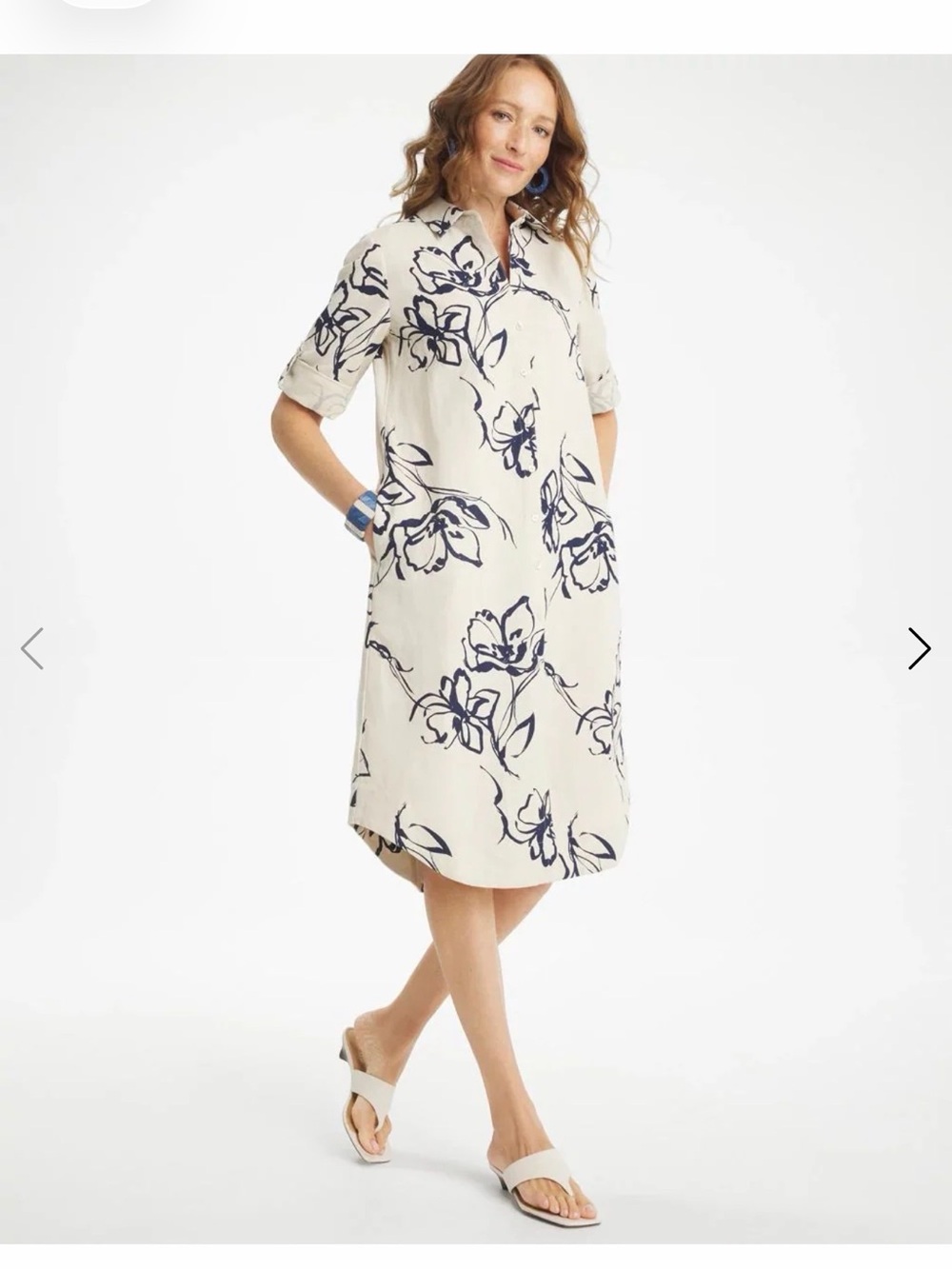Chico's Printed Linen-Cotton Shirtdress